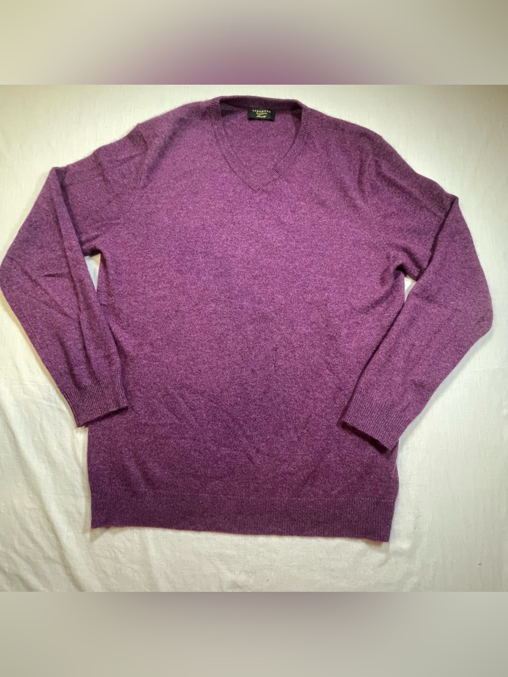 Club Room Luxury Men’s L 100% Cashmere V-Neck Sweater Purple Office Preppy EUC